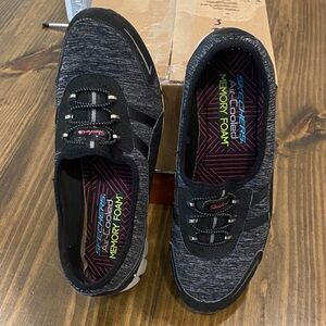 Skechers Black Heather Slip-On Memory Foam Sneakers